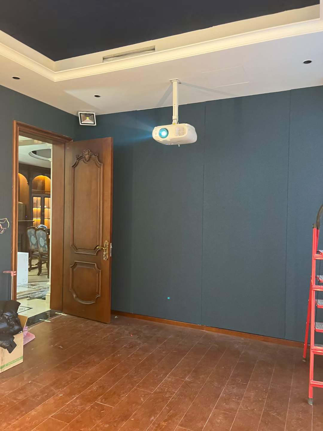 影音室隔音装饰聚酯吸音墙咔板施工效果