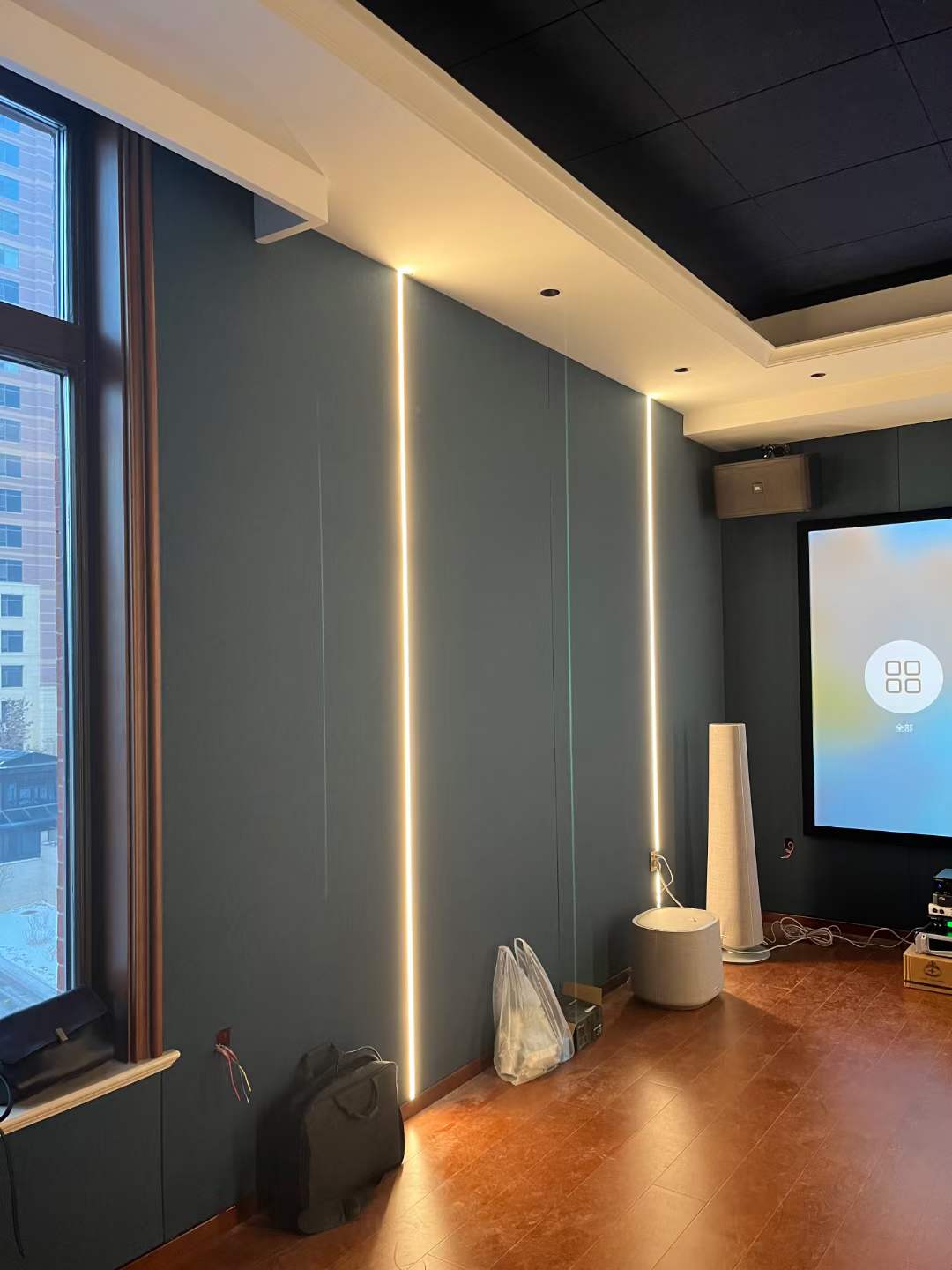 影音室隔音装饰聚酯吸音墙咔板施工效果