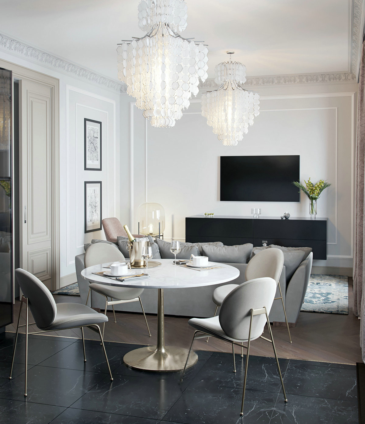 简欧餐厅装修效果图:简约而不简单,美在细节中