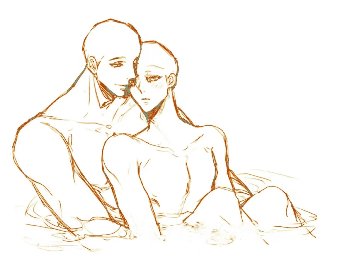 「板绘素材」怕你一个人洗澡太危险