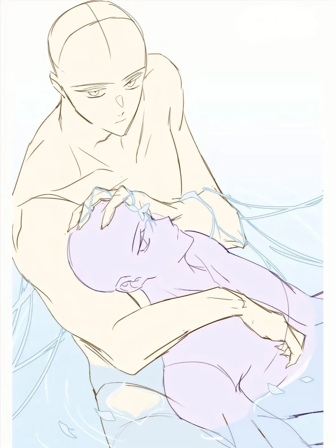 「板绘素材」怕你一个人洗澡太危险