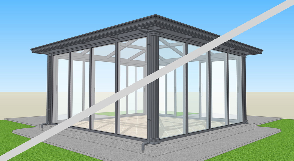 铝合金四坡顶阳光房设计效果图