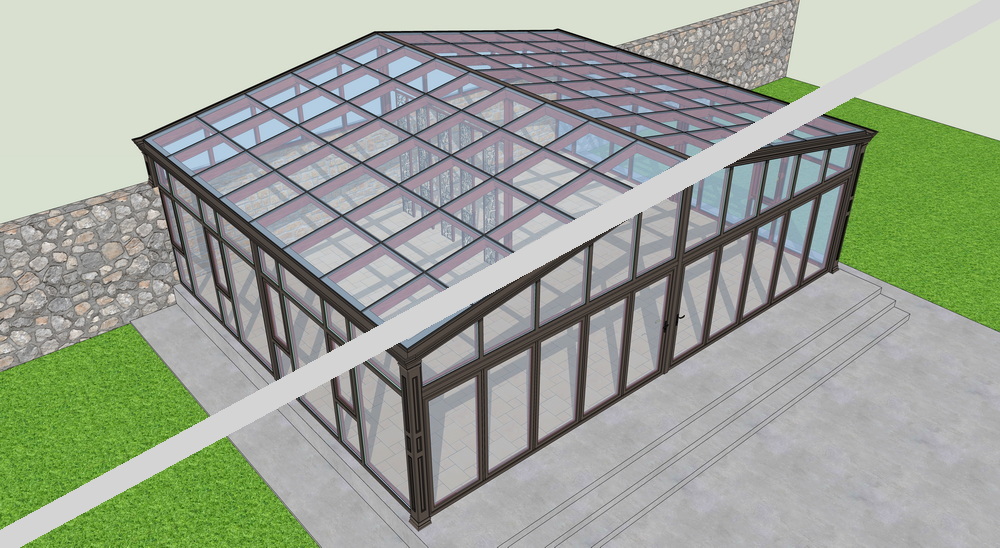 大跨度人字顶阳光房设计效果图