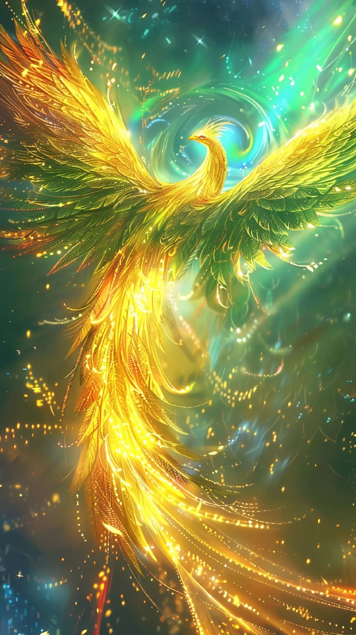 手机壁纸:七彩凤凰,展翅高飞