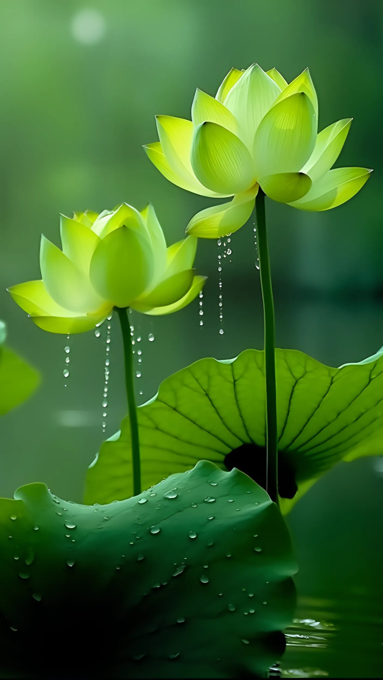 手机壁纸:水润青莲,花展相思