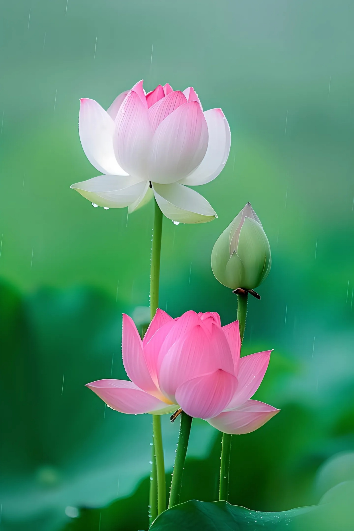 手机壁纸:水润青莲,花展相思