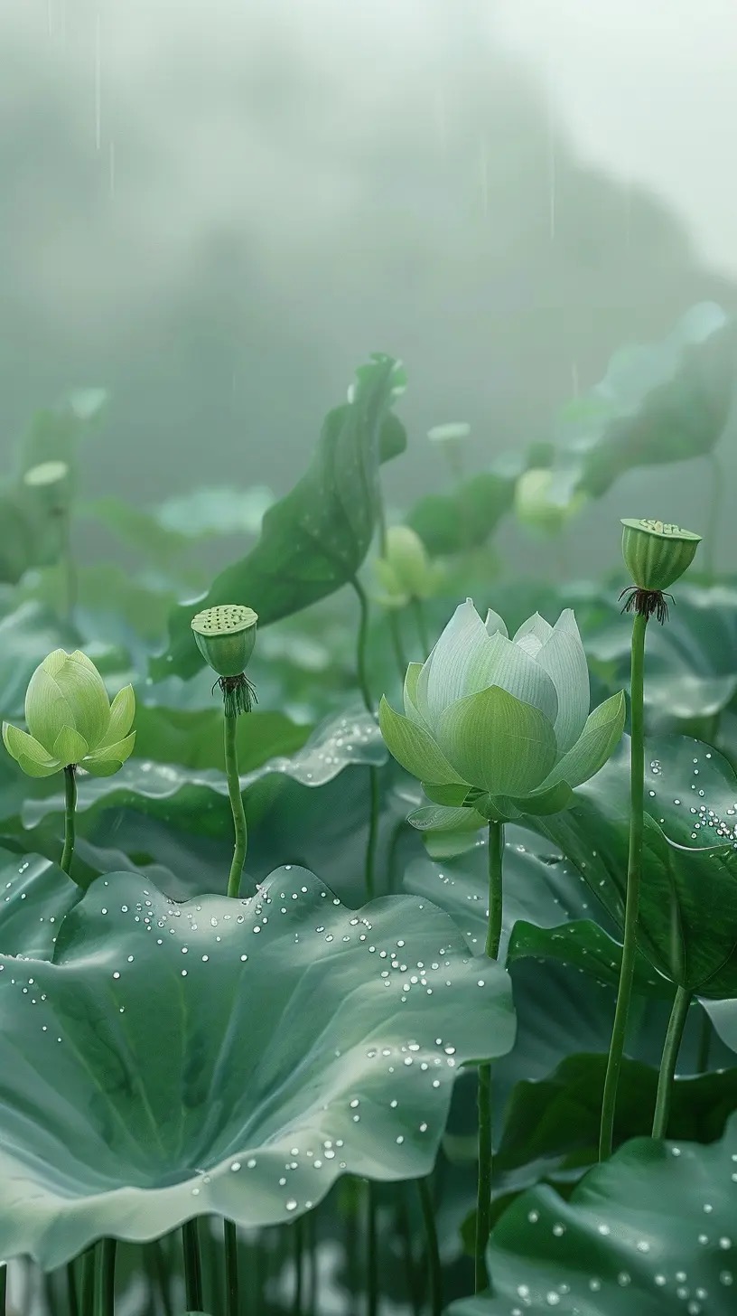 手机壁纸:水润青莲,花展相思