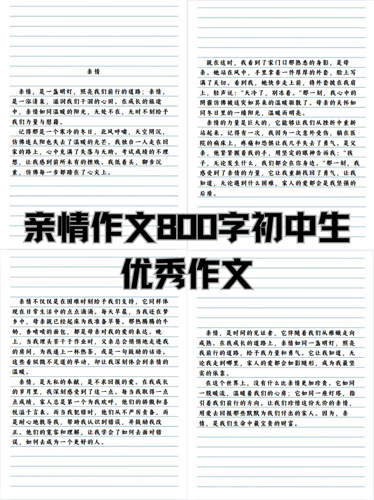 亲情作文800字初中生优秀作文