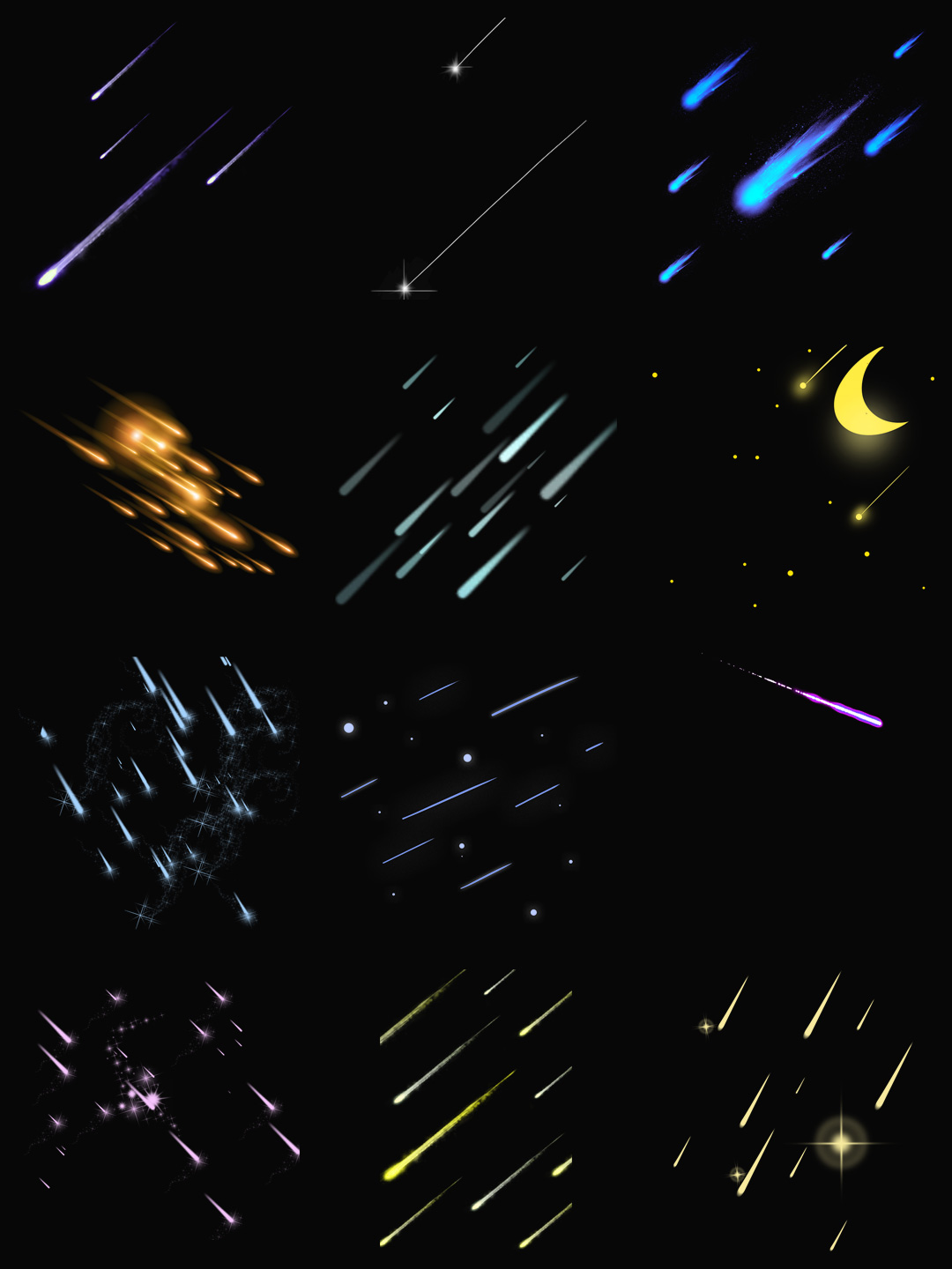 素材分享丨流星流星雨陨石坠落光效特效素材