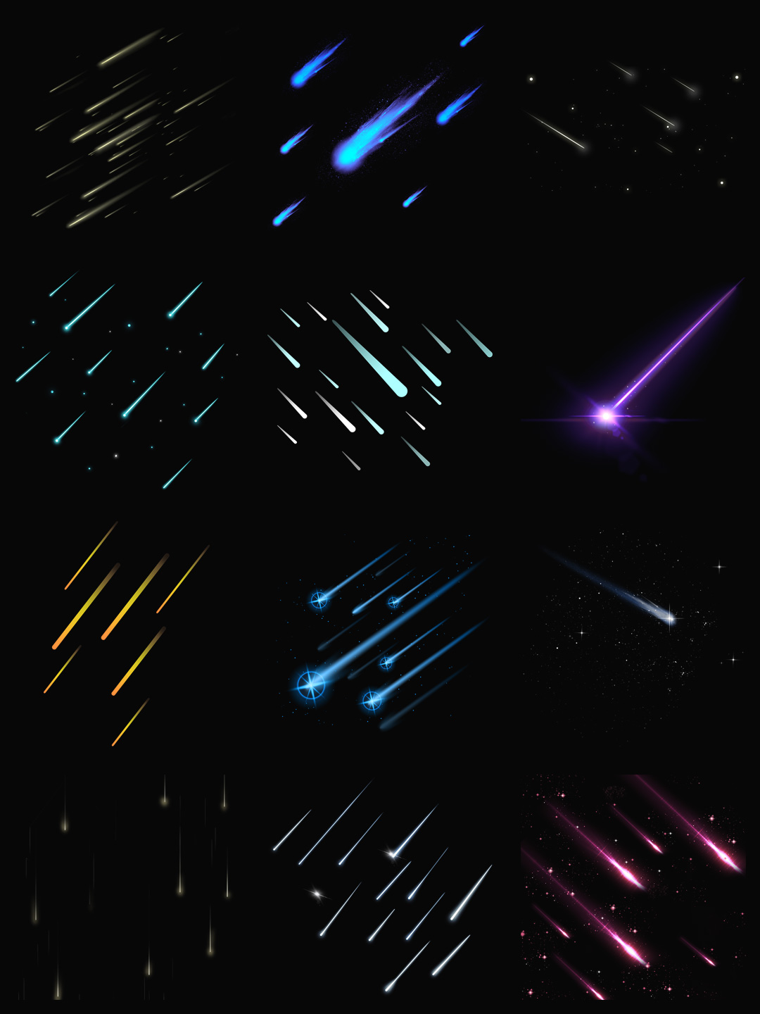 素材分享丨流星流星雨陨石坠落光效特效素材