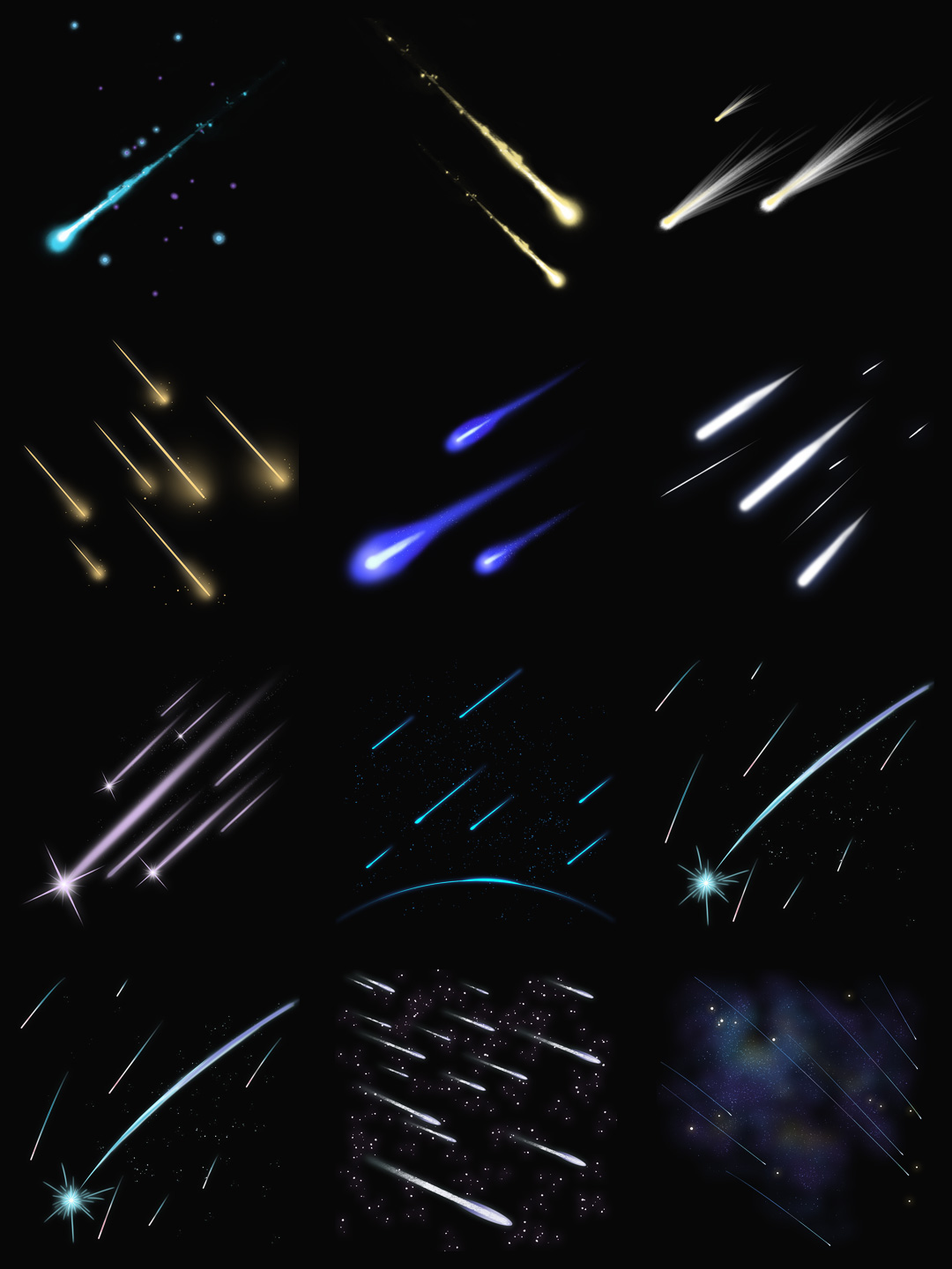 素材分享丨流星流星雨陨石坠落光效特效素材