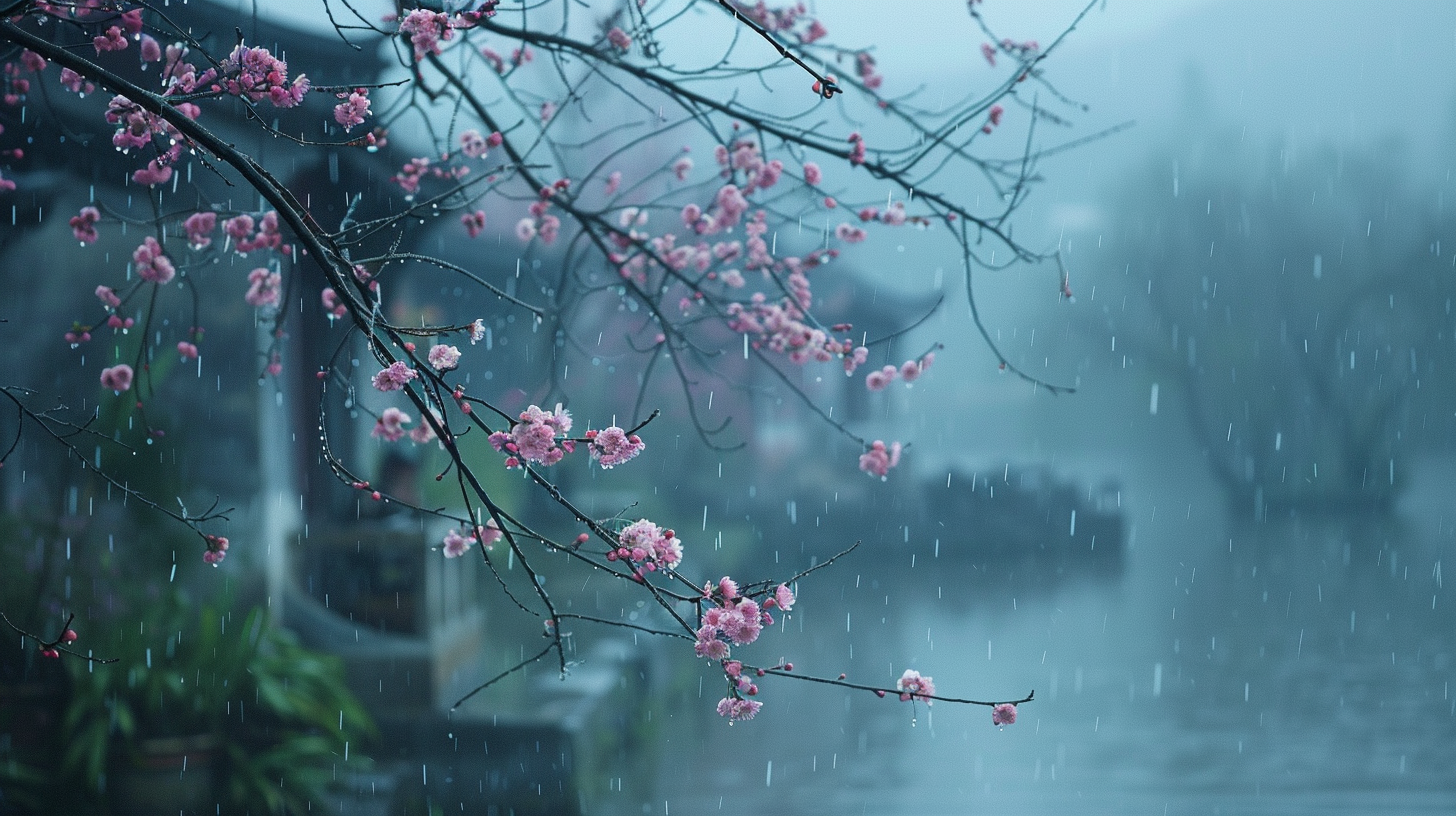 下雨天花的图片大全图片