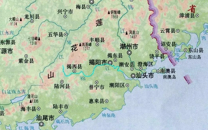 韩江流域经过地图图片