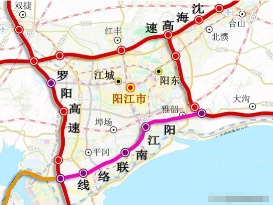 广东省阳江市西部沿海高速公路规划中的线路走向