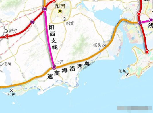 广东省阳江市西部沿海高速公路规划中的线路走向