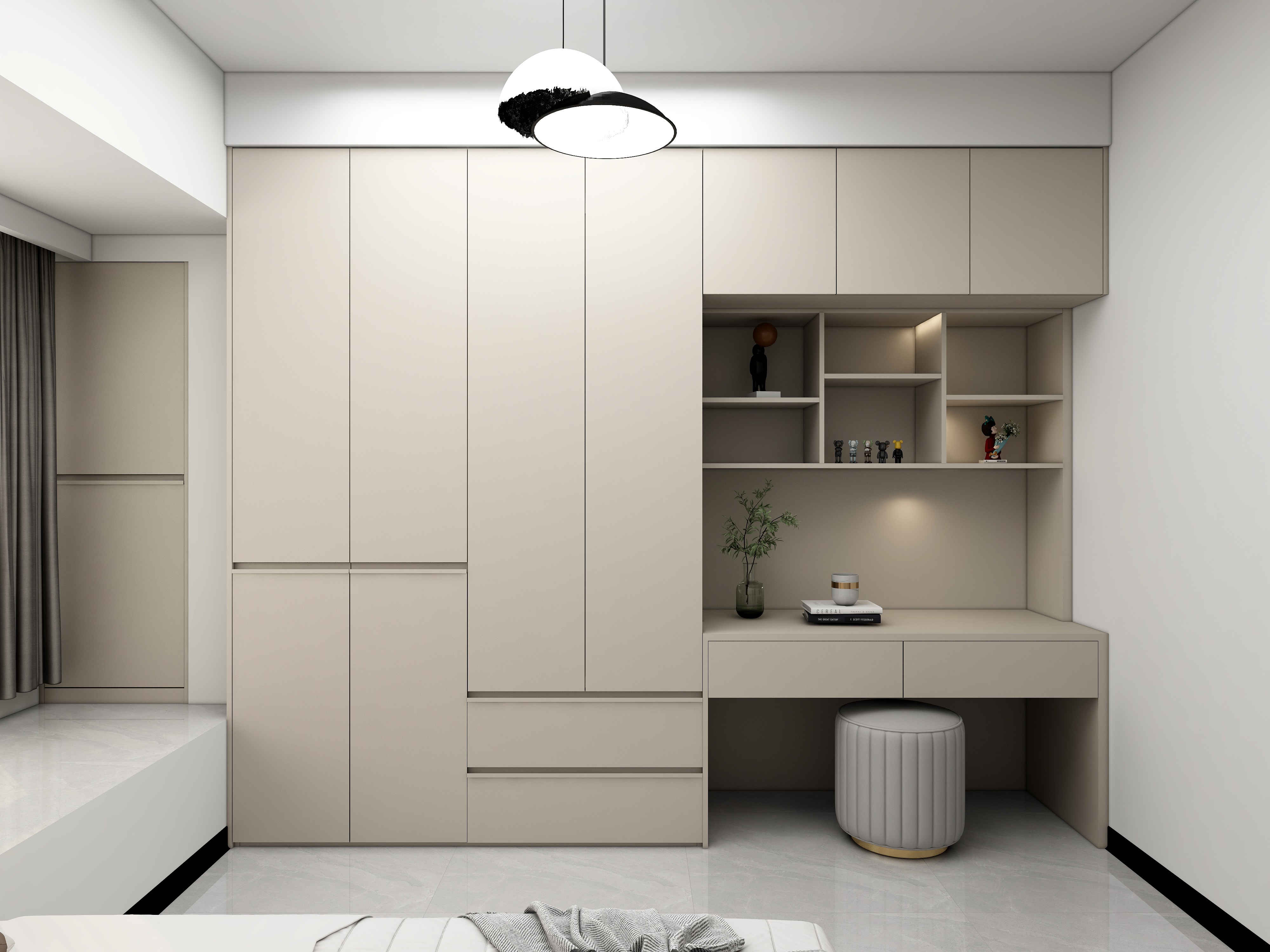 郑州卧室整面墙衣柜书桌书柜定制厂家