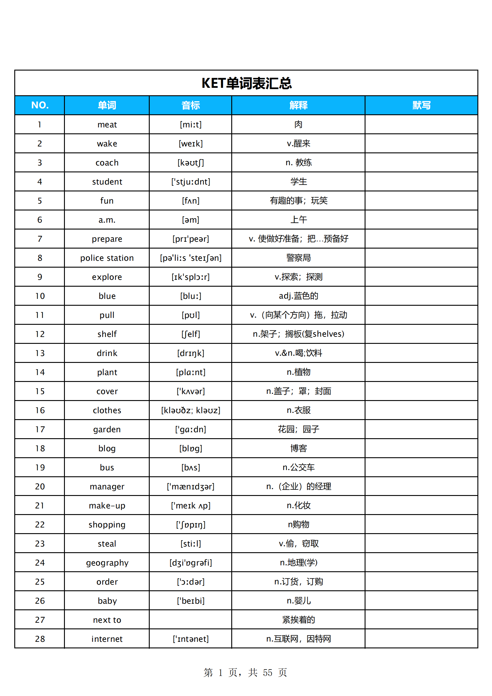 1600个(ket)单词表!背完词汇量"翻几番"!