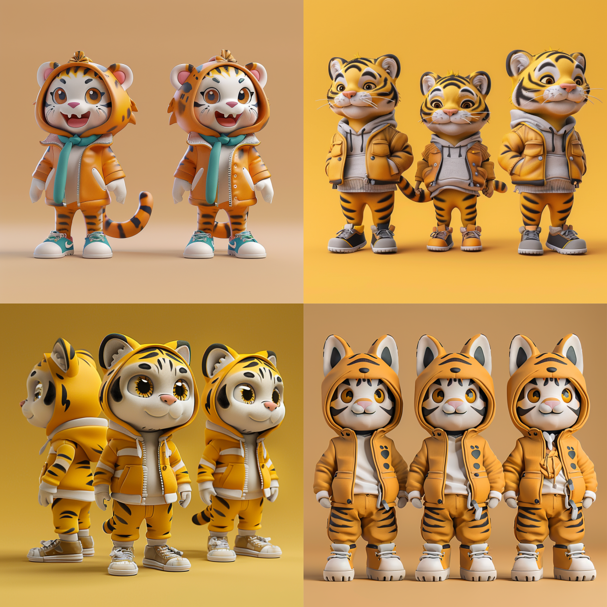 midjourney使用教程:如何使用提示词生成三视图的小老虎