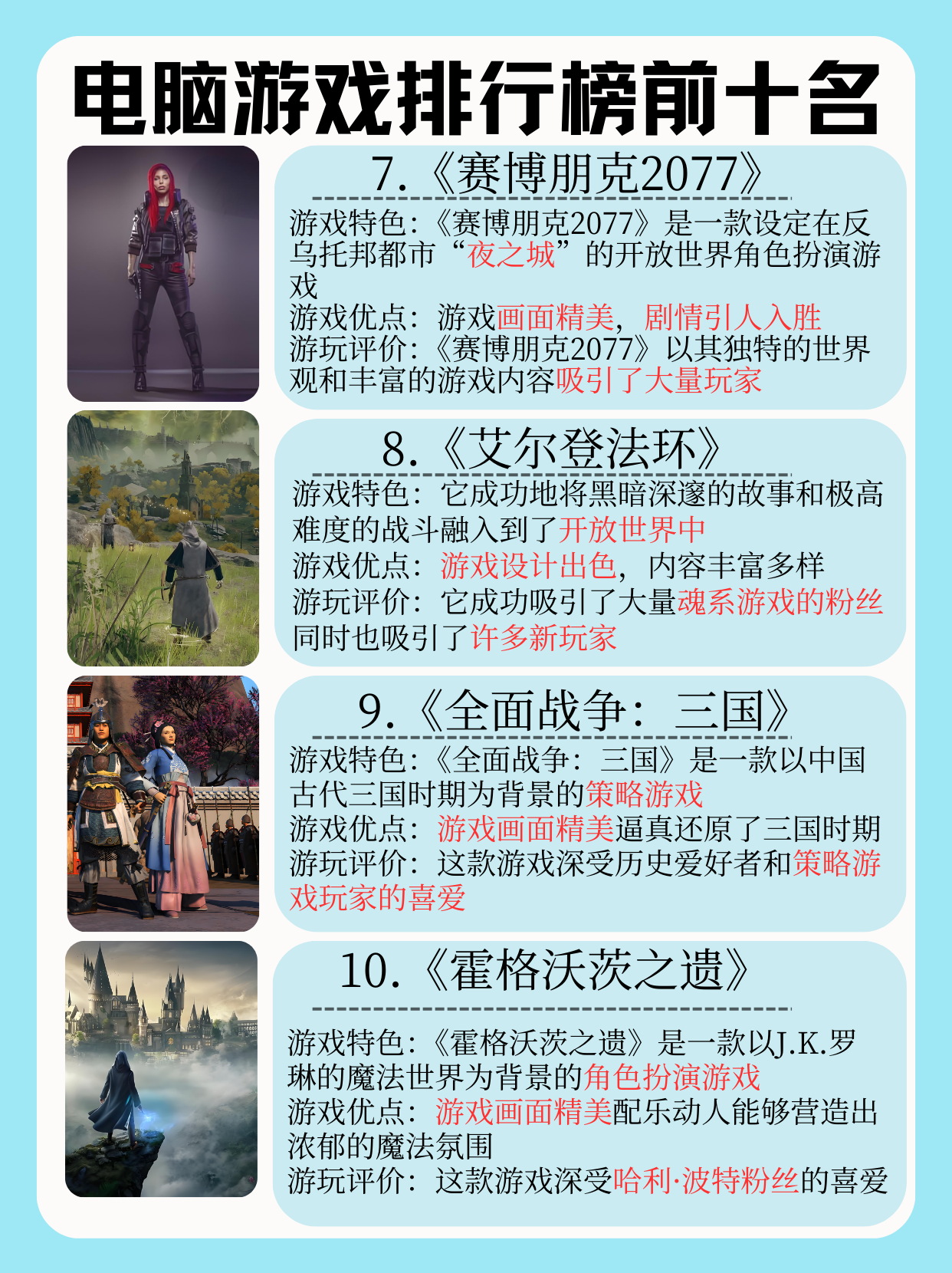 排名前十的游戏(排名前十的游戏加速器)