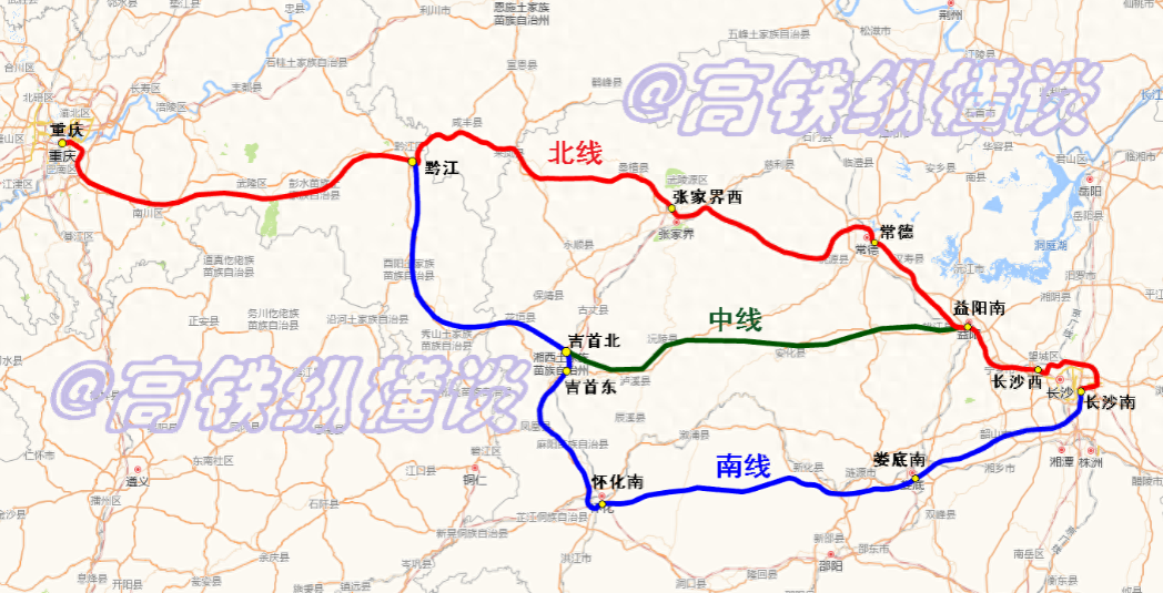 渝长厦高铁湖南段将有3通道,时速200km黔张常地位尴尬,难成主通道