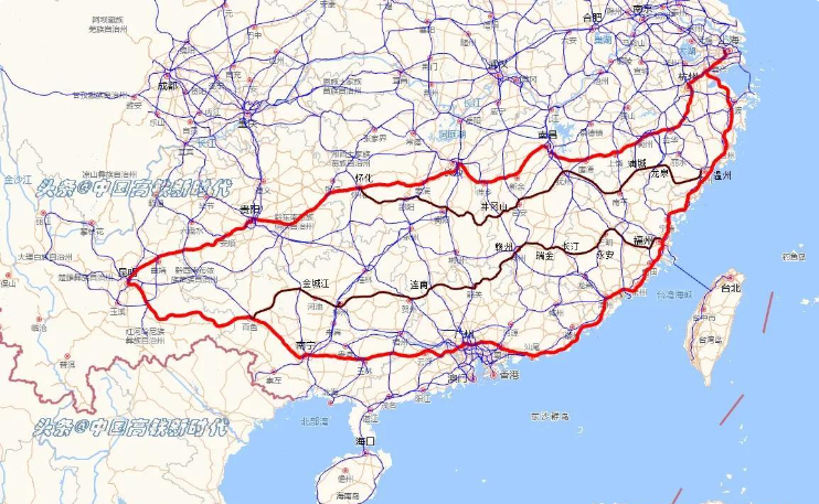 沪昆高铁以南,高标准建设温武吉铁路/柳贺韶铁路,弥补东西向缺憾