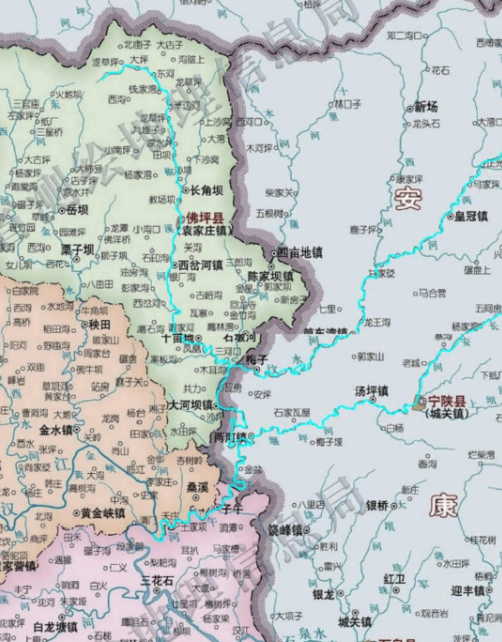 陕西省秦岭南部的河流与水系分布