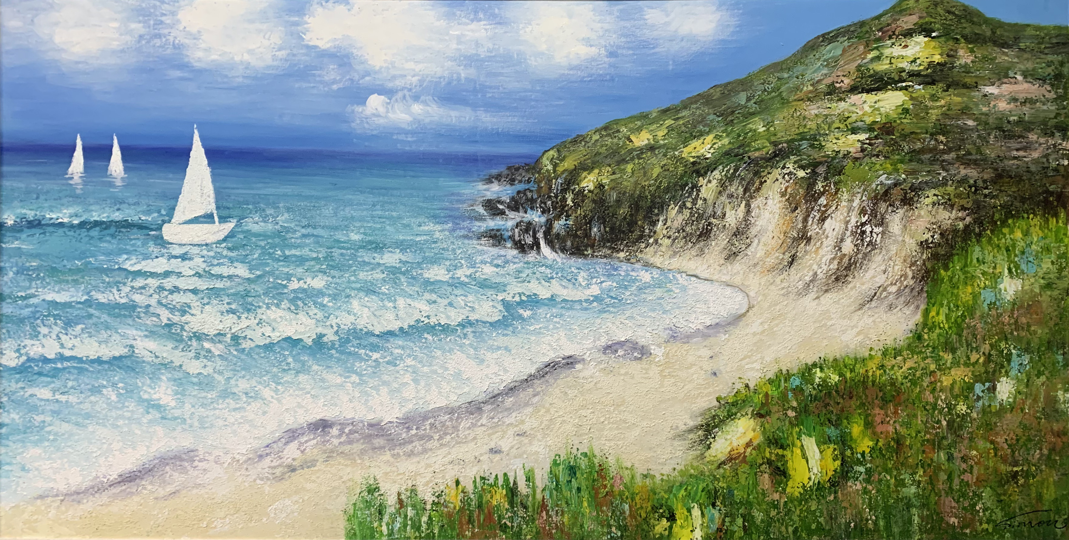 陶宗健的油画作品《爱琴海》,描绘出了我们心中的诗和远方