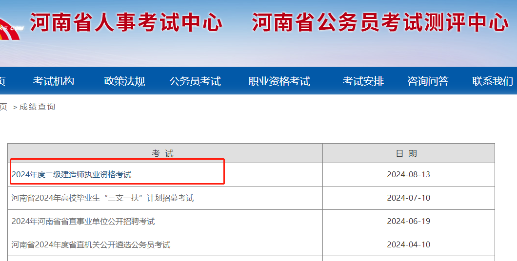 查分了!2024河南 二建成绩公布