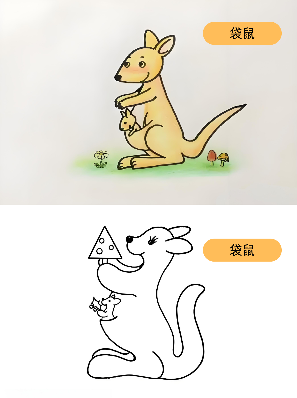 袋鼠简笔画