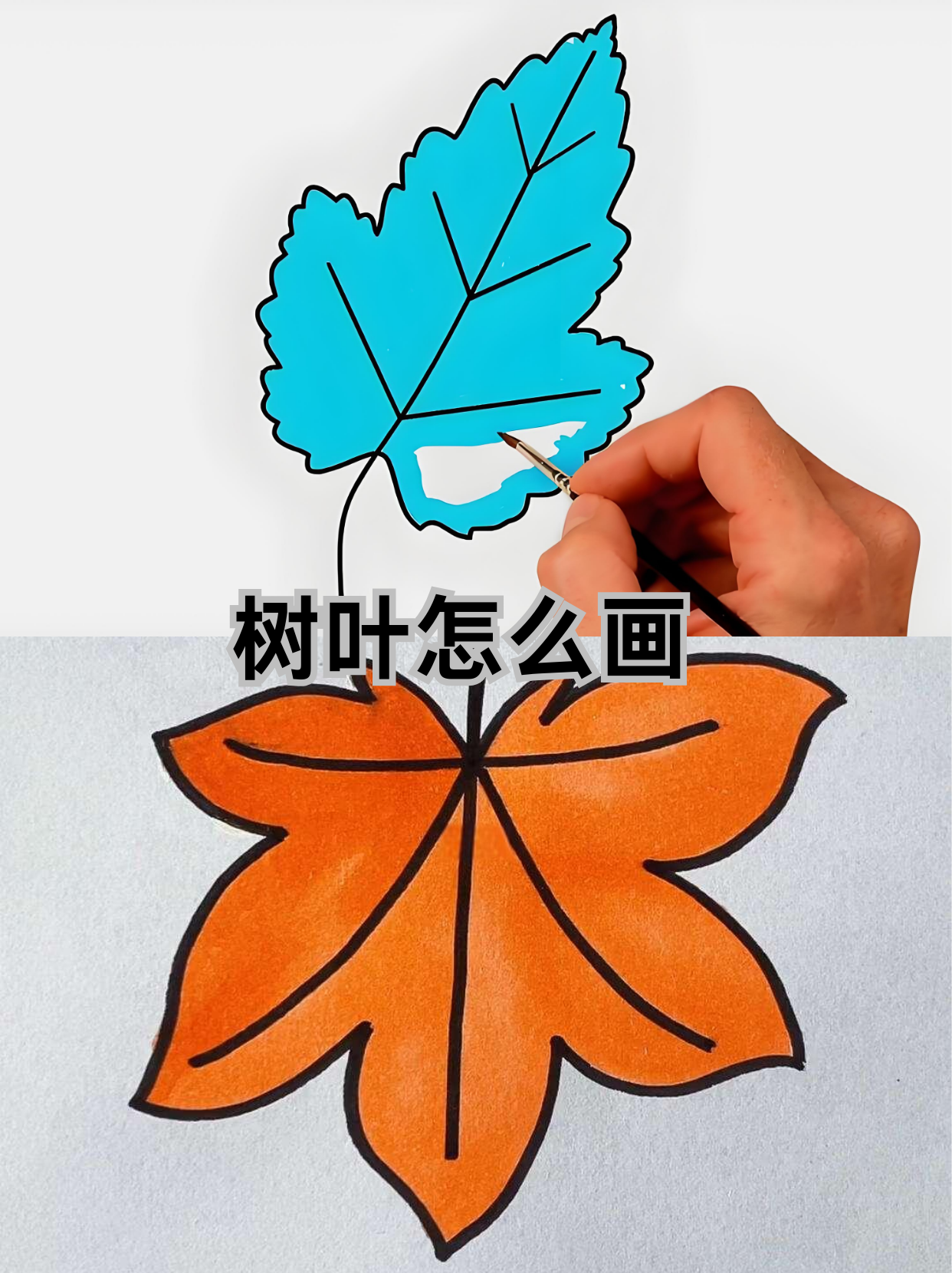 宝宝画树叶简单画法图片