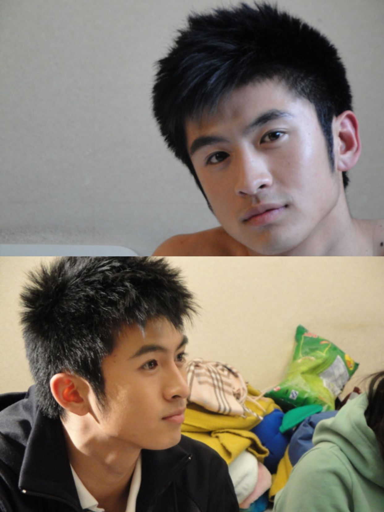 张云龙大学时期旧照 露腹肌和室友合拍