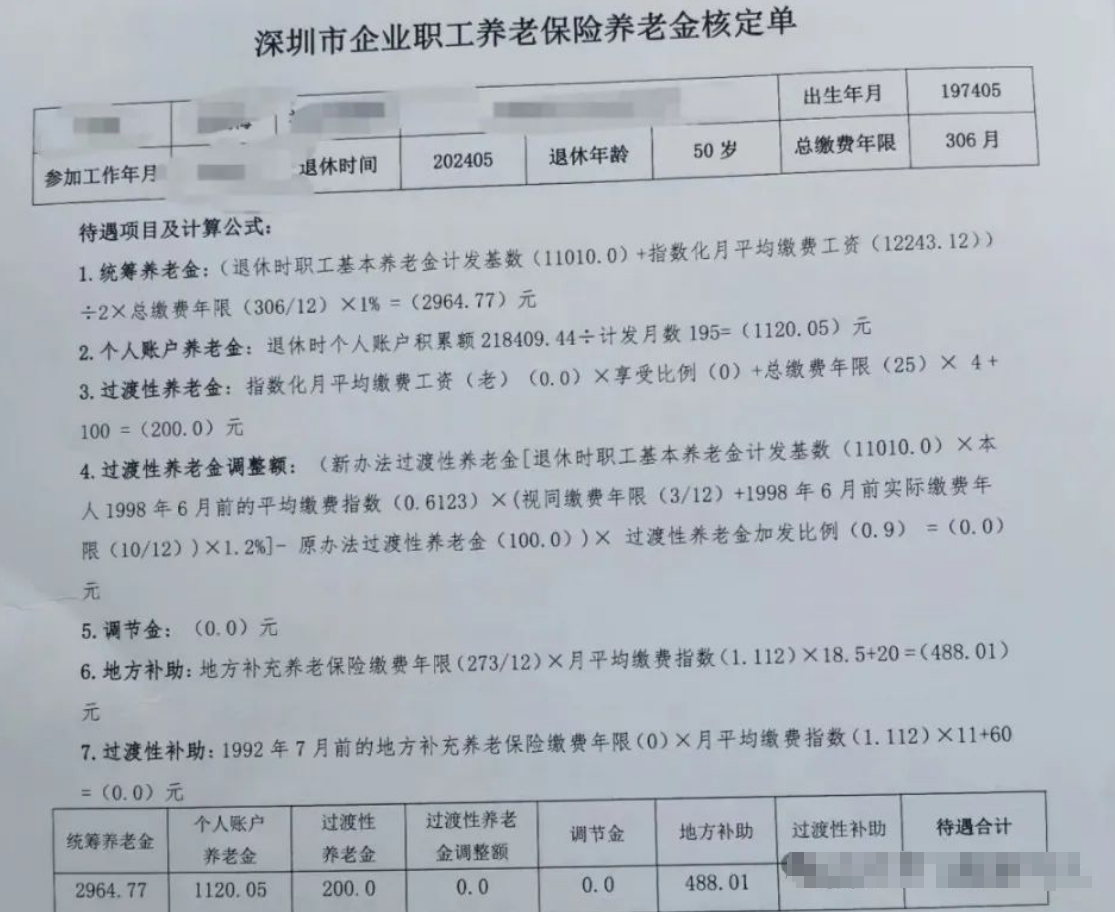 44元,深圳某企业职工退休金曝光!