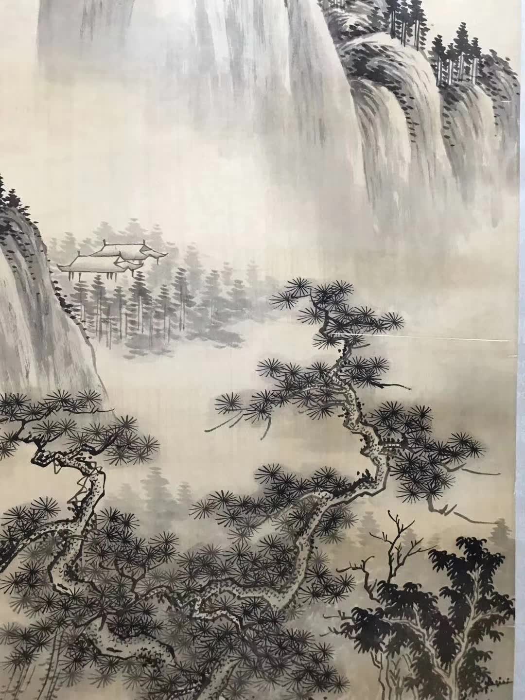 金城水墨绢本立轴(策杖访友图)画心尺寸长117cm宽64cm