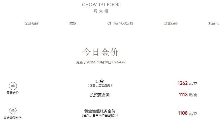 周大福今日金价