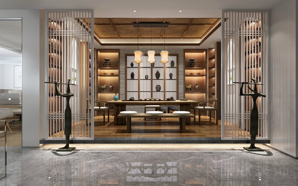罗湖蔡屋围爵士大厦新中式风办公室装修设计