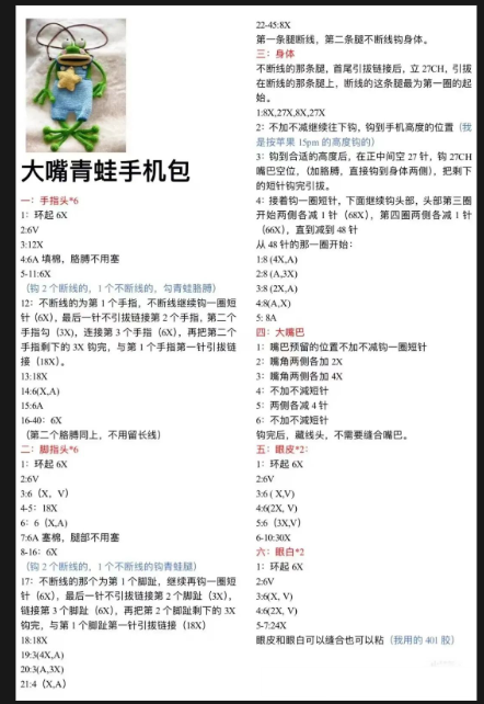 手工钩织:大嘴青蛙包