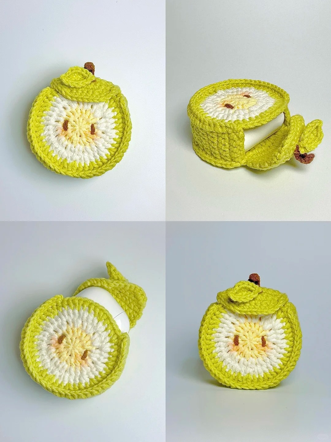 手工钩织:青苹果耳机包