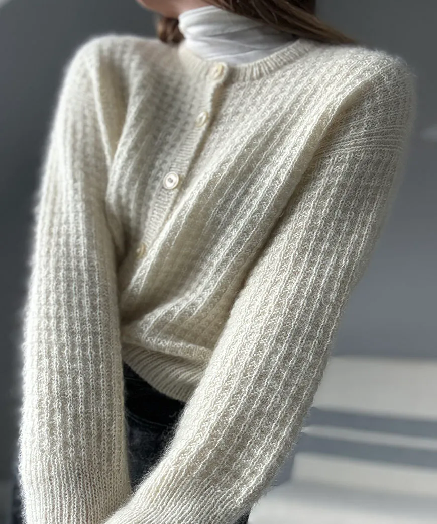 手工编织:"华夫格"魅力满满开衫