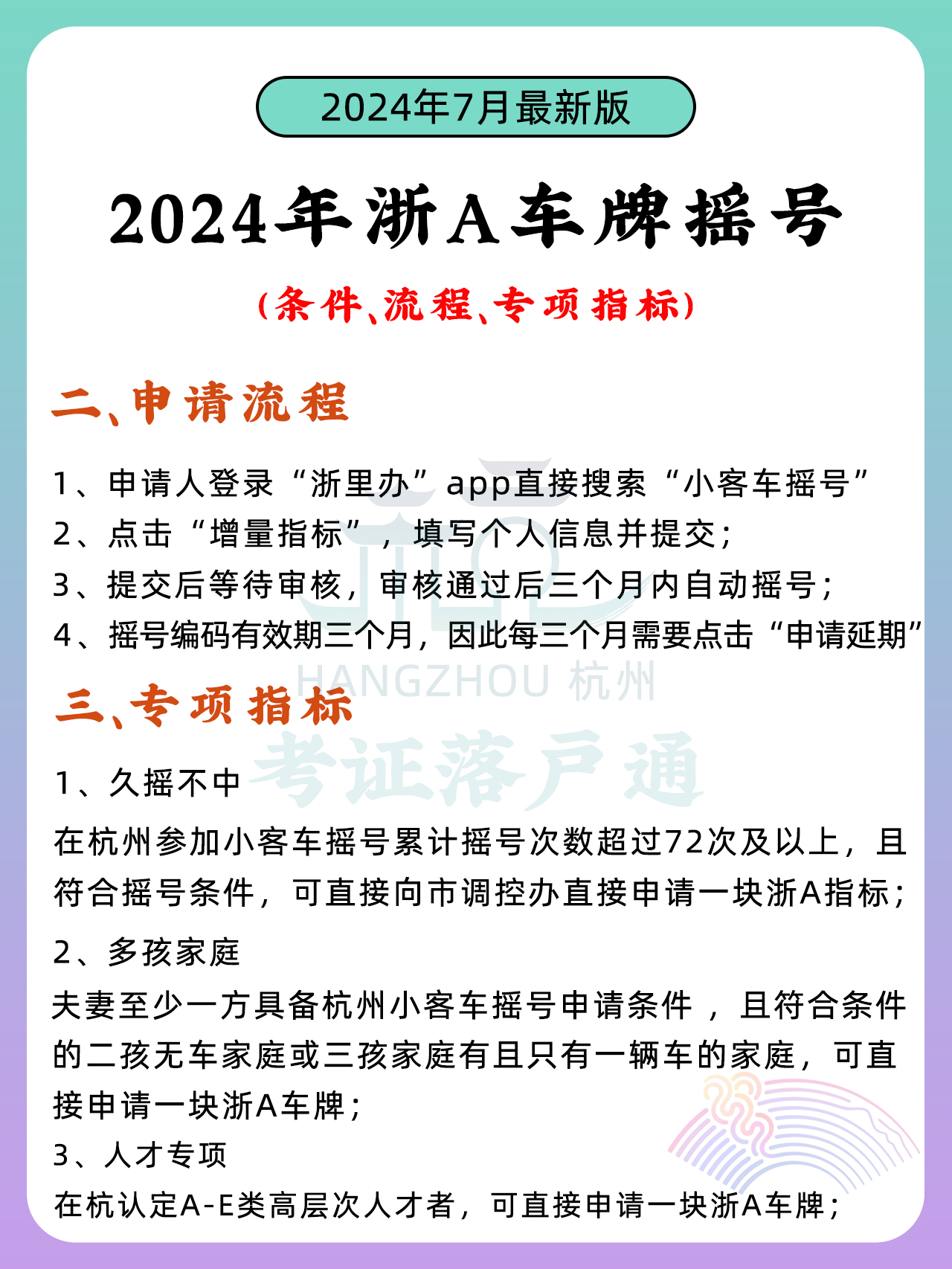 2024年浙a杭州车牌摇号 蓝牌