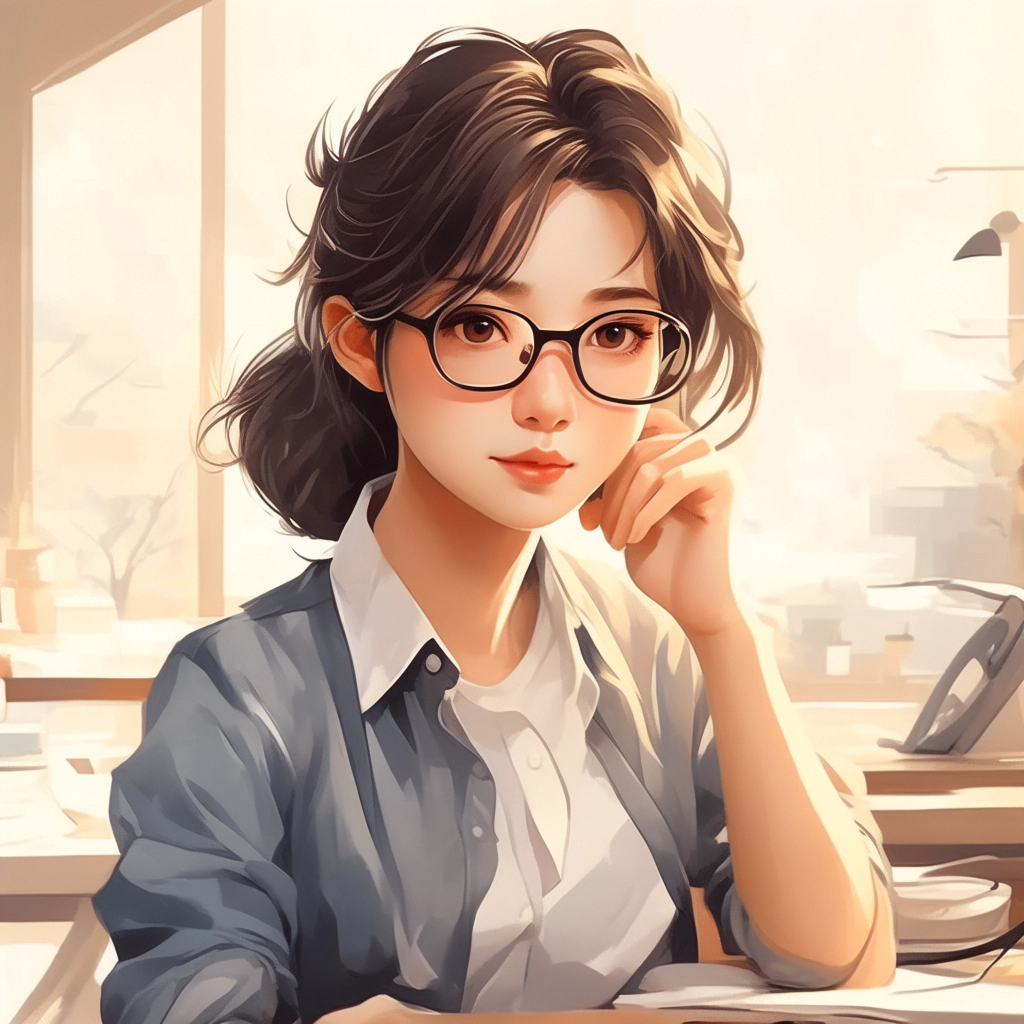 职业头像丨一个上班族的美女专属手绘卡通头像