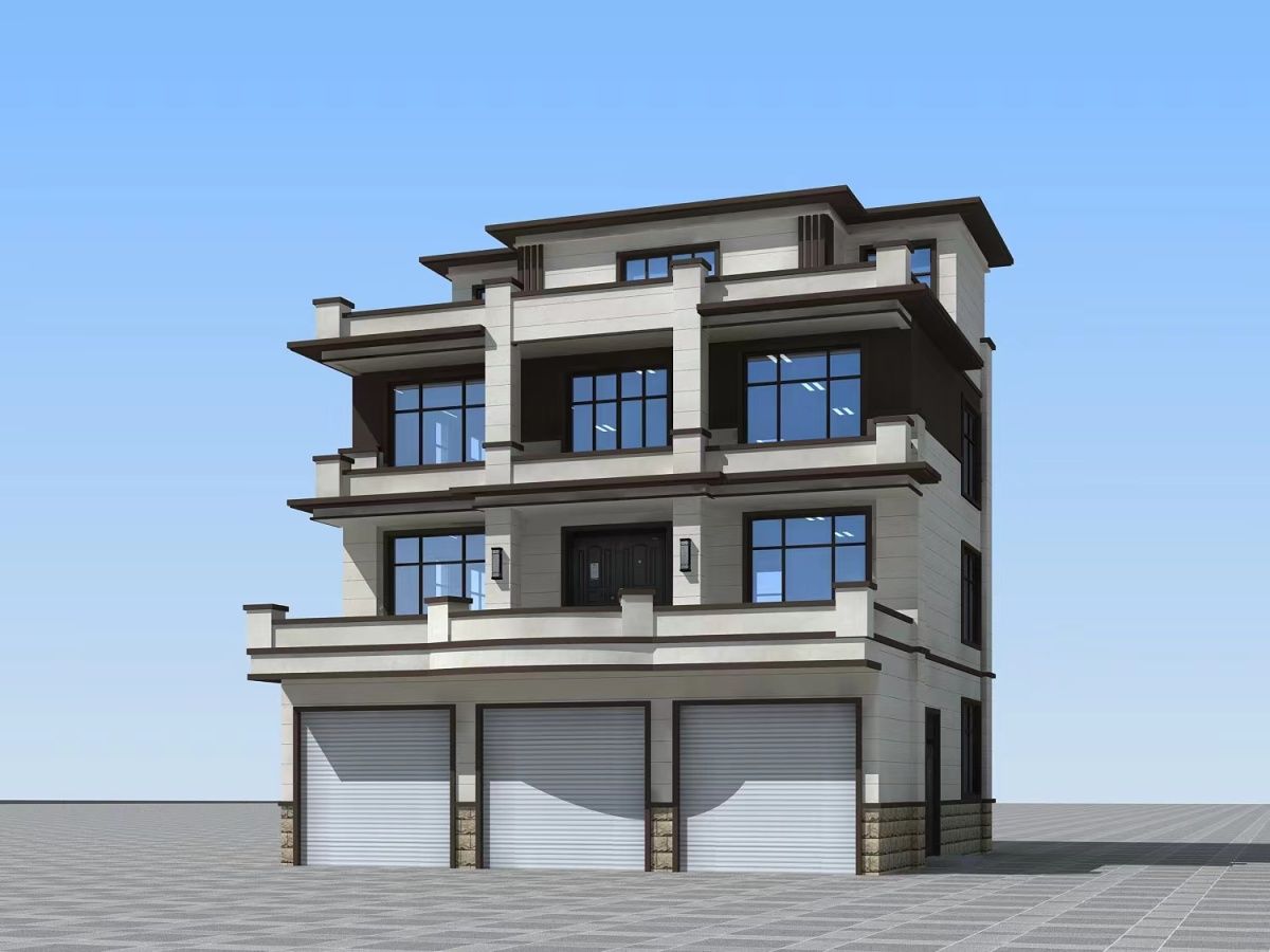 造价40万新中式农村商住两用四层自建房设计图