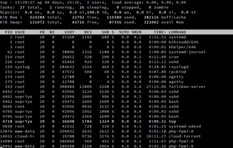 linux实时打印日志命令top