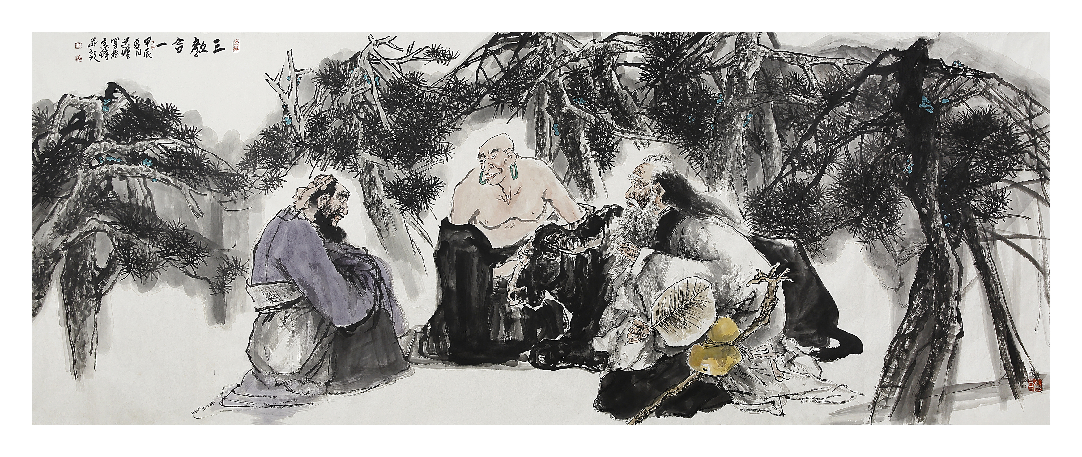 收藏首选,卢建民人物画,儒释道三教人物