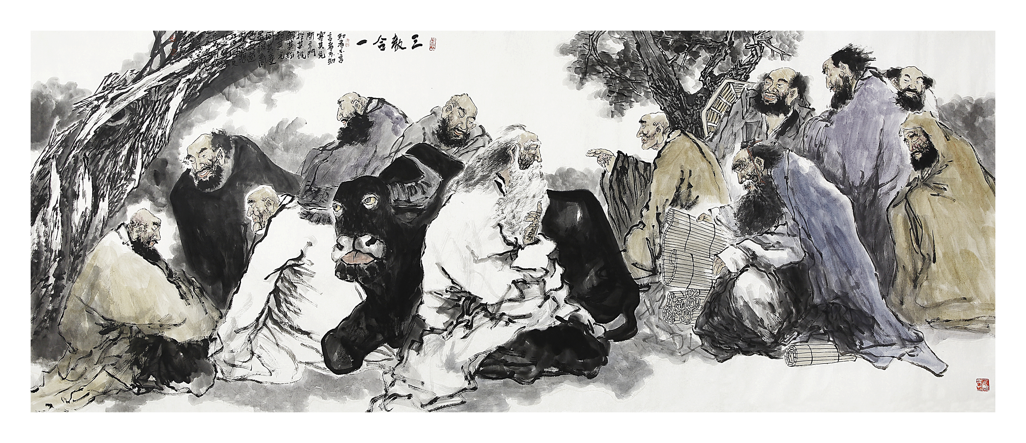 收藏首选,卢建民人物画,儒释道三教人物