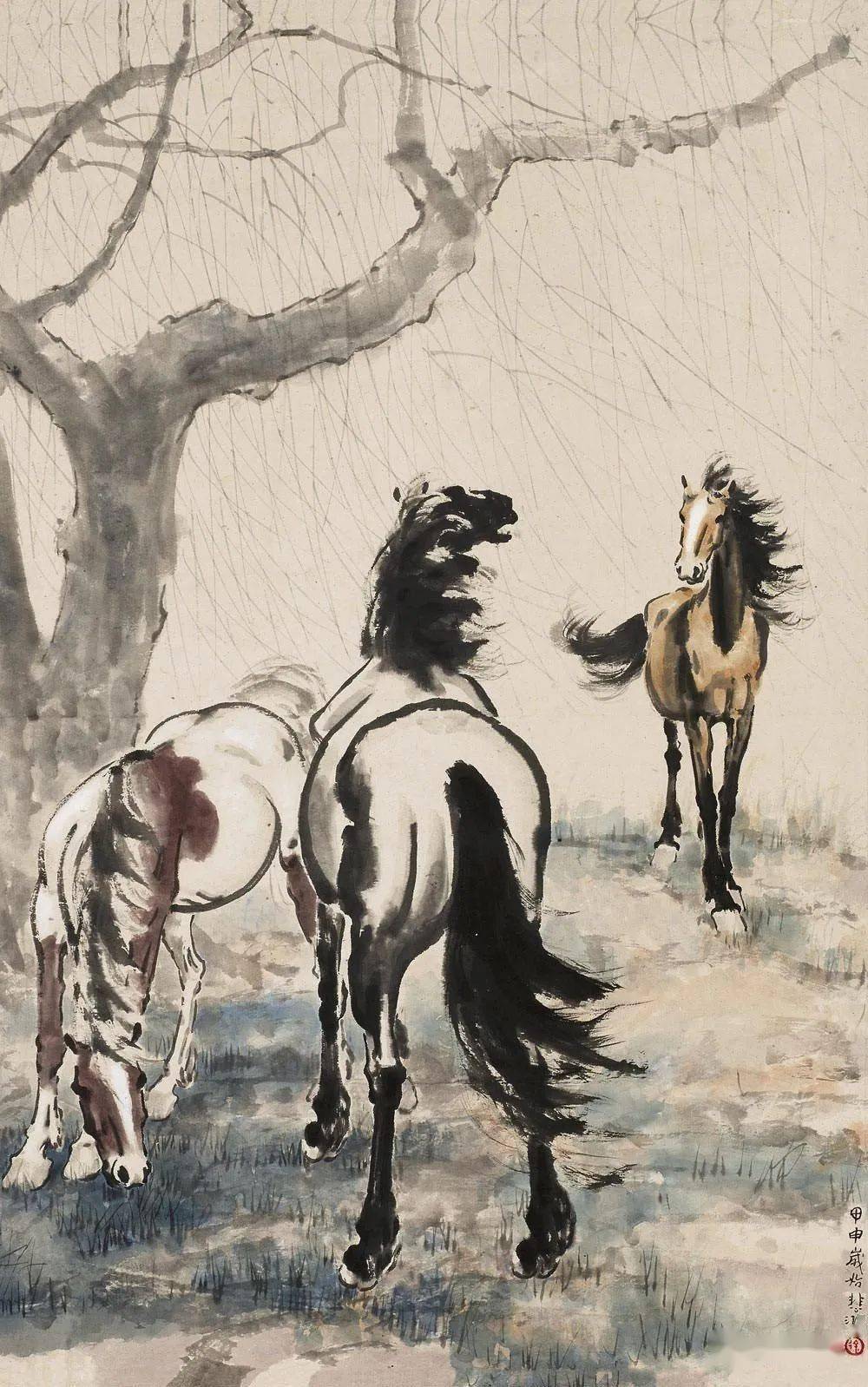 徐悲鸿画的马,真牛!