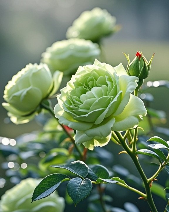 在园艺界,绿色月季堪称自然界的翡翠诗篇,其罕见色泽既彰显独特品味