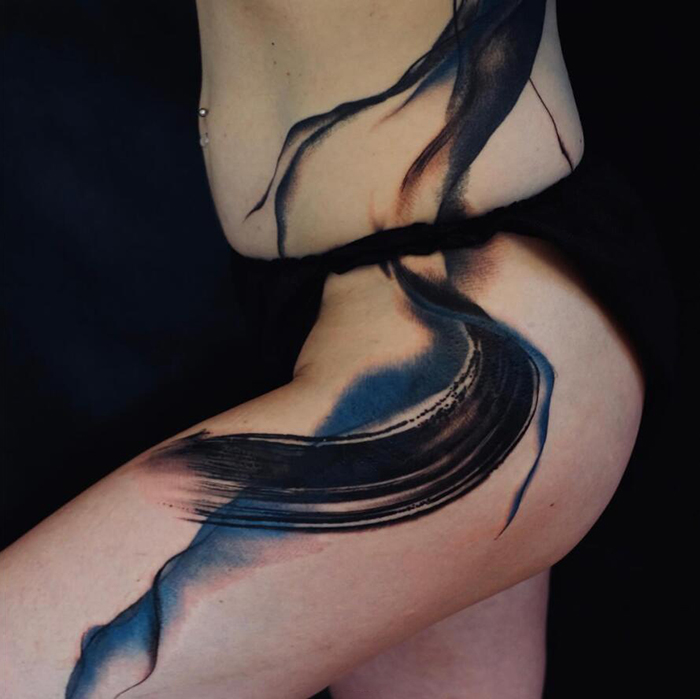 泼墨笔触奔放 洒脱随性自由 艺术质感的潮流视觉纹身