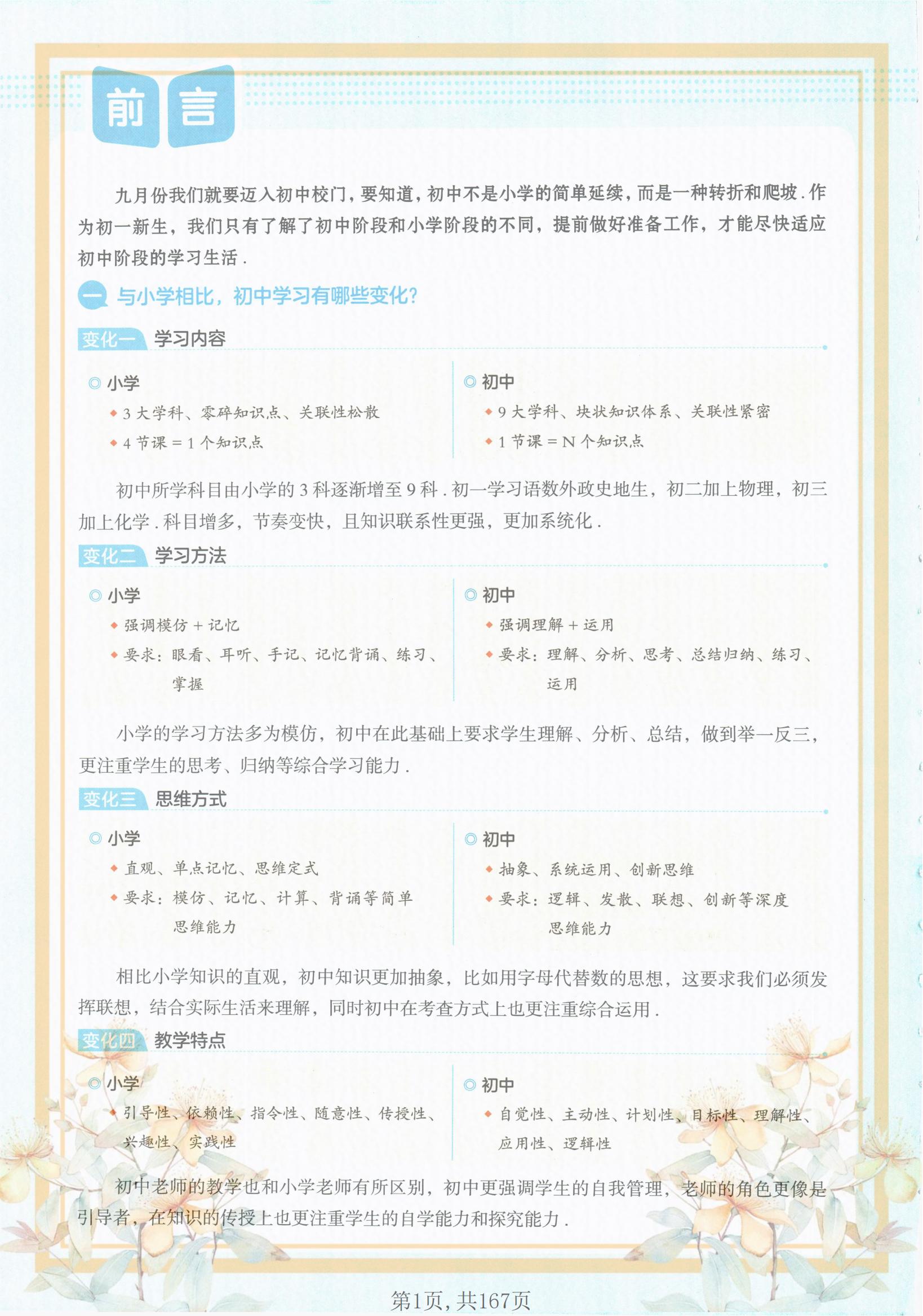 小升初暑假!初中衔接资料,提前适应的简单介绍 小升初暑假!初中衔接资料,提前适应的简单介绍