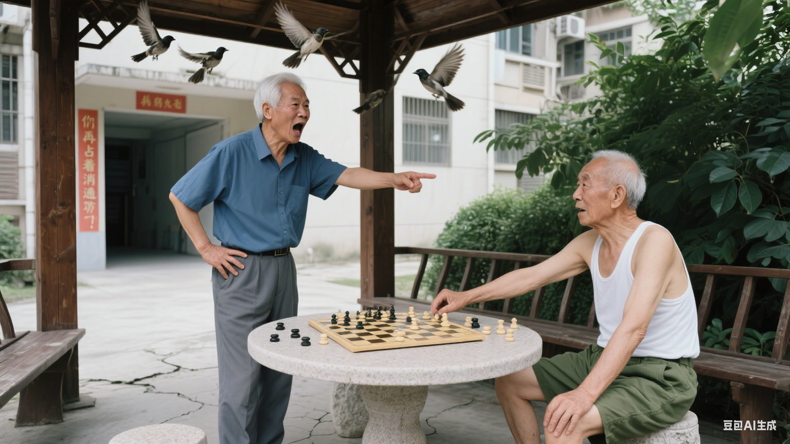 大爷霸占小区凉亭下棋扰民,多次调解无果,物业主任:让他们下个够