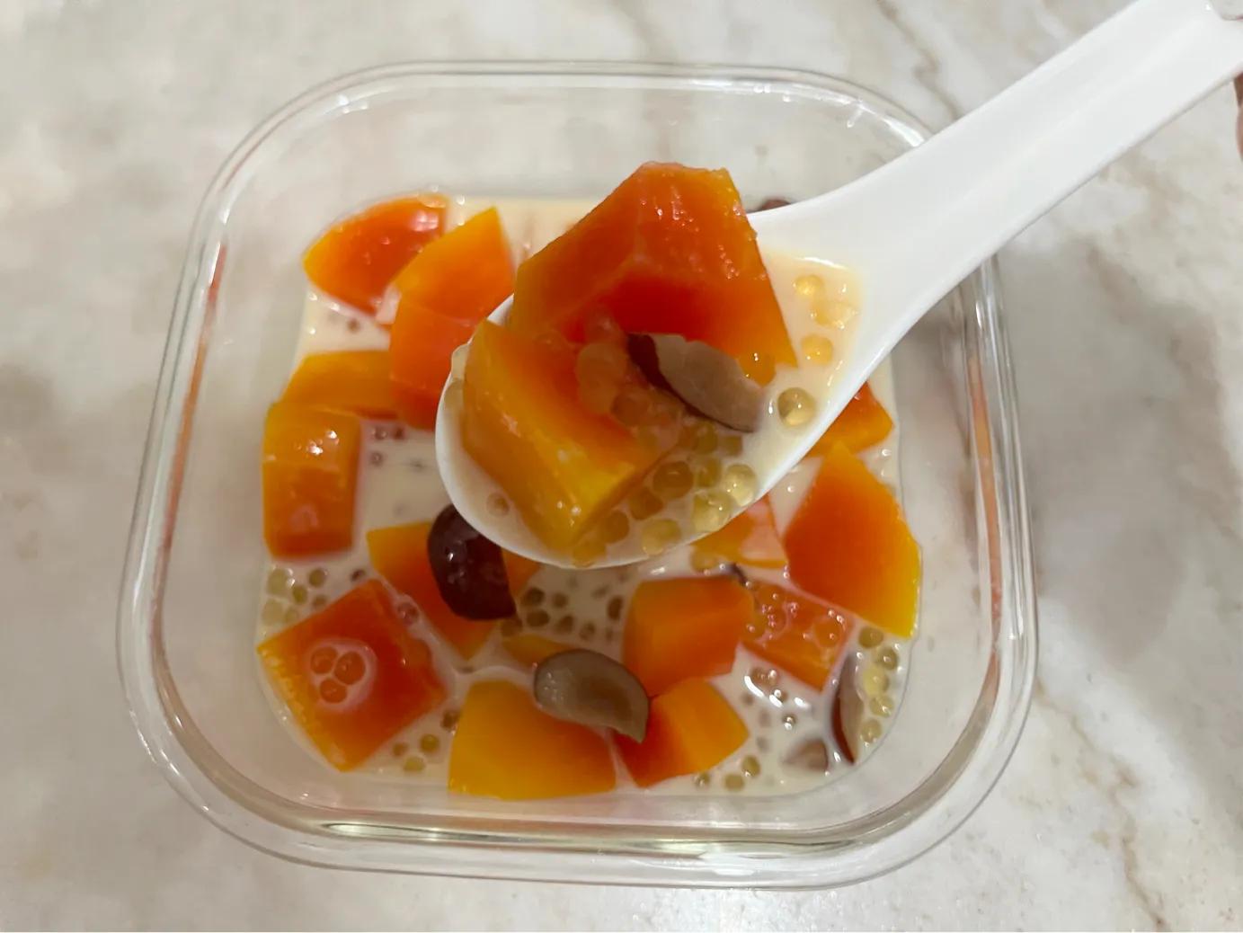 木瓜牛奶西米露,清甜爽滑,香甜q弹,清润养颜